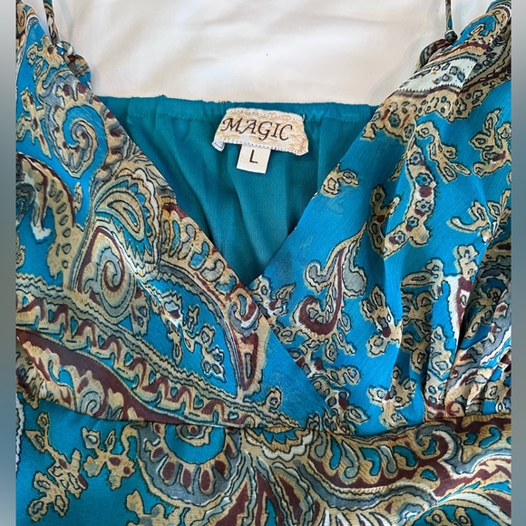 Teal paisley maxi dress Sz L - Picture 4 of 4